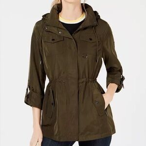 MICHAEL Michael Kors Hooded Cinch-Waist Anorak Jacket Size 1X